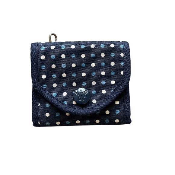 American Eagle Outfitters Handbags - American Eagle Y2k‎ Preppy Trifold Wallet Card Holder Snap Zip Polkadot 00s Vtg